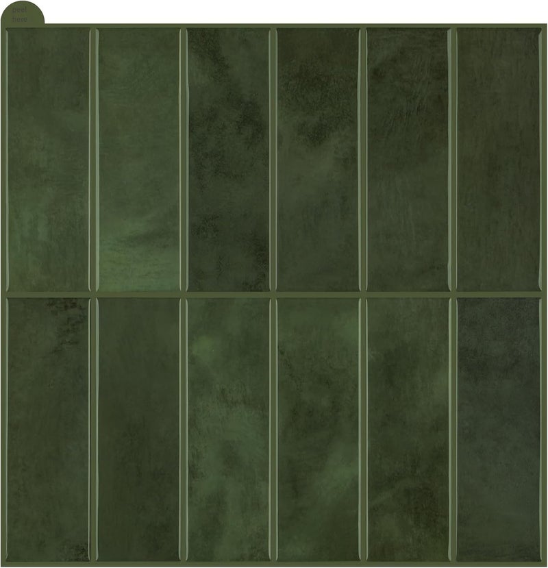 AdoDecor Peel and Stick Backsplash for Kitchen,New Upgrade 12" x 12" Large Premium Kitchen Tiles,Green Sticker on Subway Tile 10-Sheet. - Image 1